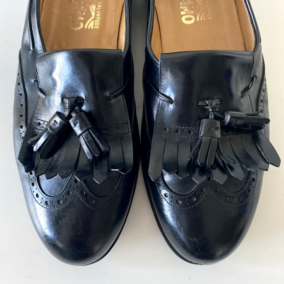SALVATORE FERRAGAMO Lucas Leather Kiltie Tassel Loafer Dress Shoe Black 9 D main image 2